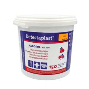 Disinfectant wipes in bucket