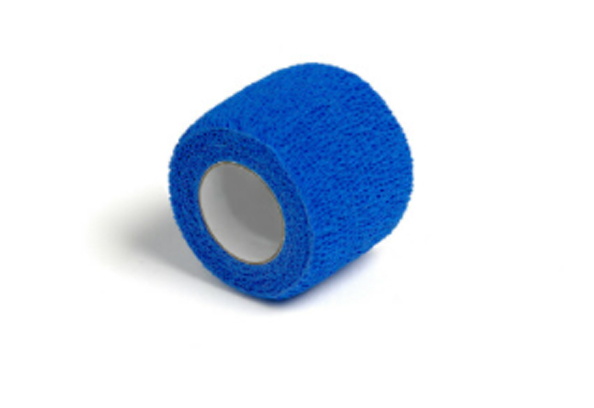 Cohesive blue bandages on roll